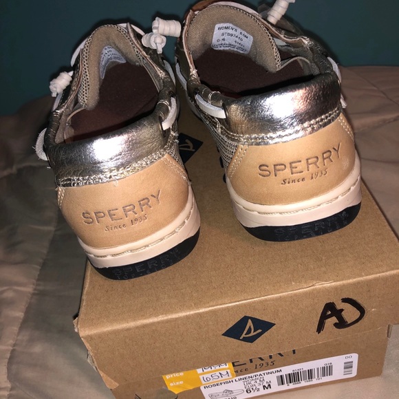 Sperry topsider rosefish linen/platinum W SZ 6 1/2 - Picture 3 of 6